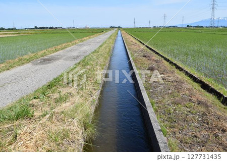 農道と農業用水路 田園風景 農道と農業用水路 田園風景 127731435