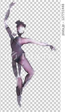 Ballet dancer in a graceful pose, showcasing elegance and artistry in a watercolor illustration 127731448