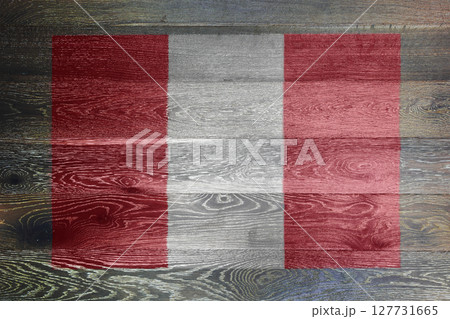 Peru flag on rustic old wood background Peru flag on rustic old wood background 127731665