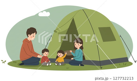 大自然の中で家族で楽しむキャンプ、忘れられない思い出作り 127732213
