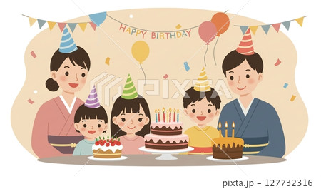 家族みんなで誕生日をお祝い!笑顔あふれる特別な日 家族みんなで誕生日をお祝い!笑顔あふれる特別な日 127732316