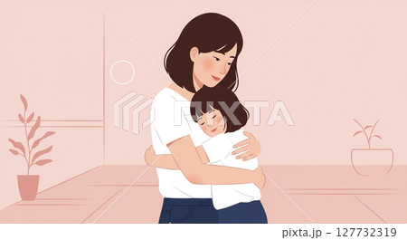 父親と子供が抱き合う、強い絆を感じる愛おしい瞬間 父親と子供が抱き合う、強い絆を感じる愛おしい瞬間 127732319