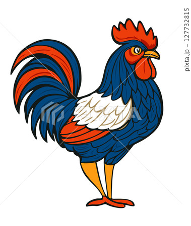 French rooster. Vector isolated illustration. Blue, white, red colors French rooster. Vector isolated illustration. Blue, white, red colors 127732815