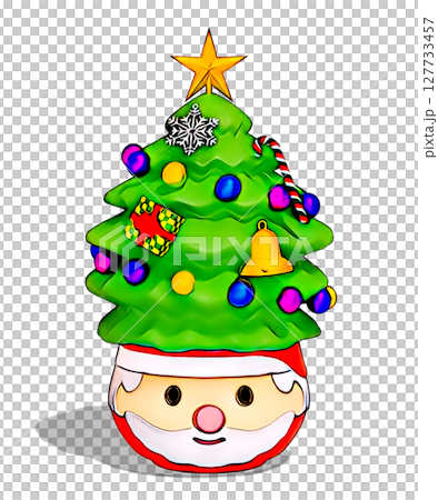 クリスマスツリーサンタクロースのポット-絵本タッチ2(ビビッド縁取り) クリスマスツリーサンタクロースのポット-絵本タッチ2(ビビッド縁取り) 127733457