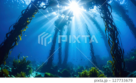 Underwater kelp forest  background. Generated Image 127733679