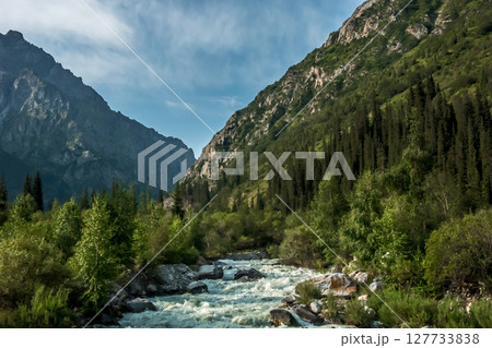 beautiful nature scenes around ala-archa gorge in kygyzstan beautiful nature scenes around ala-archa gorge in kygyzstan 127733838