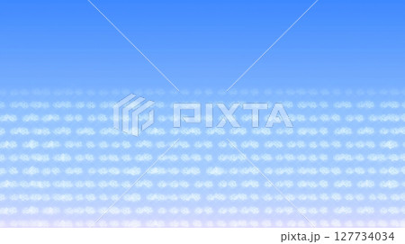 効果背景 空色に白いネオン雲が整然と並ぶ幻想的背景 127734034