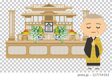 Simple altar and monk image illustration Simple altar and monk image illustration 127734163