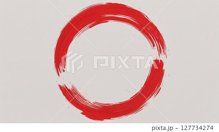 墨で描いた赤い太い円のデザイン 墨で描いた赤い太い円のデザイン 127734274