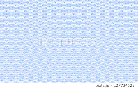 線が細い白い入子菱模様が並ぶ青い背景 127734525