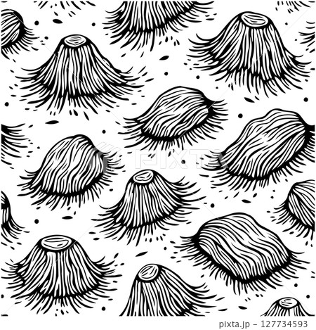 Abstract black and white pattern with geometric shapes resembling organic formations 127734593