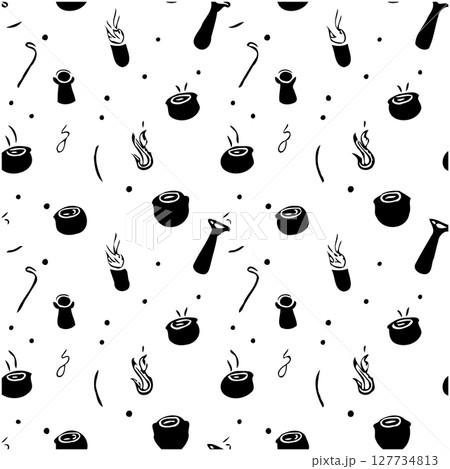 Abstract Pattern with Candles, Flames, and Curvy Lines in Black and White Abstract Pattern with Candles, Flames, and Curvy Lines in Black and White 127734813