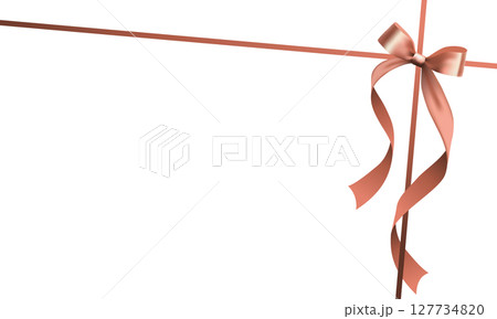 エレガントな茶色のリボンのフレームとリボン - 装飾的なボーダーデザイン 127734820
