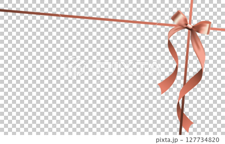 エレガントな茶色のリボンのフレームとリボン - 装飾的なボーダーデザイン 127734820