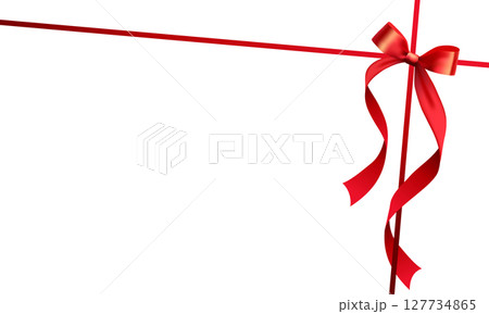 エレガントな赤いリボンのフレームとリボン 127734865