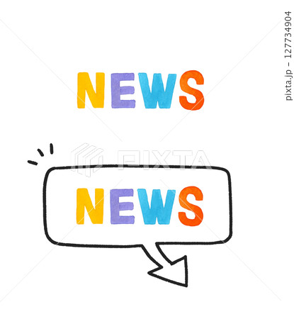 news（ニュース）のカラフルな手書き文字とフキダシのセット 127734904