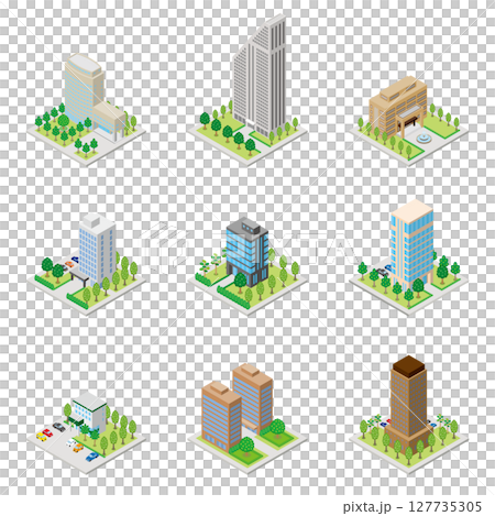 3D illustration of a building. Isometric drawing. 127735305