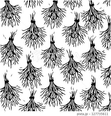 Elegant botanical pattern with intricate tree roots in black and white tone Elegant botanical pattern with intricate tree roots in black and white tone 127735611