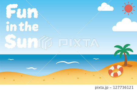 海辺に浮かぶ手描き雲文字背景（Fun in the Sun）02 127736121