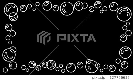 しゃぼん玉の手描き風白黒フレーム 白線画 しゃぼん玉の手描き風白黒フレーム 白線画 127736635
