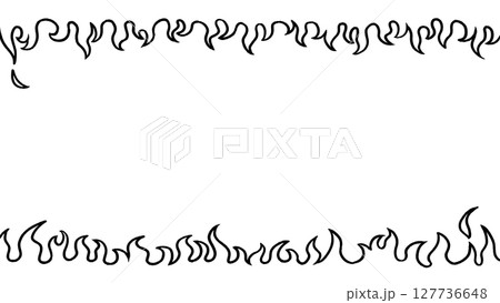 炎の手描き風白黒フレーム　黒線画 127736648
