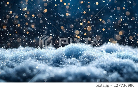 Sparkling Snowdrift Under a Night Sky with Bokeh Lights 127736990