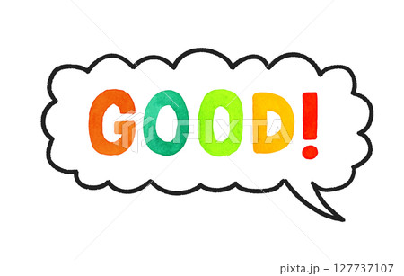 good（グッド）のカラフルな手書き文字とフキダシ 127737107