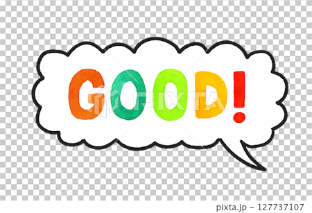 good（グッド）のカラフルな手書き文字とフキダシ 127737107