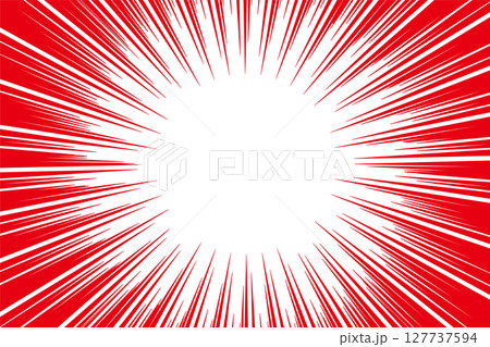 シンプルな赤色の集中線の背景素材 127737594