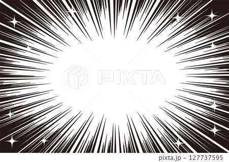 シンプルな白黒の集中線とキラキラの背景素材 127737595