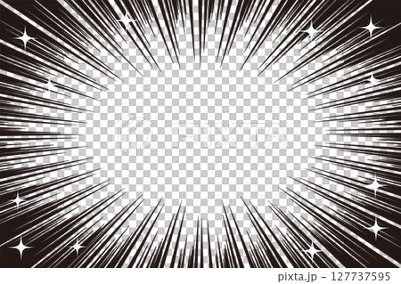 シンプルな白黒の集中線とキラキラの背景素材 127737595
