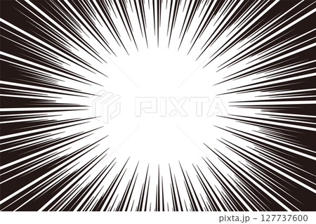 シンプルな白黒の集中線の背景素材 127737600