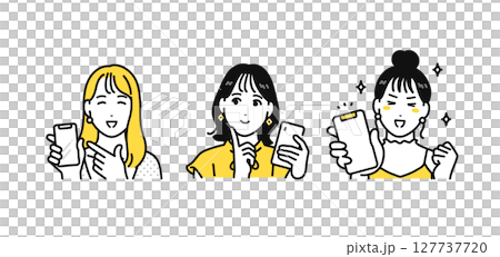 智慧型手機幸福的年輕女人圖示插畫集 智慧型手機幸福的年輕女人圖示插畫集 127737720
