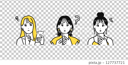智慧型手機擔心年輕女性圖示插圖集 127737721