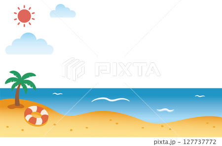 海辺に広がる夏の背景イラスト（背景色なし）01 127737772