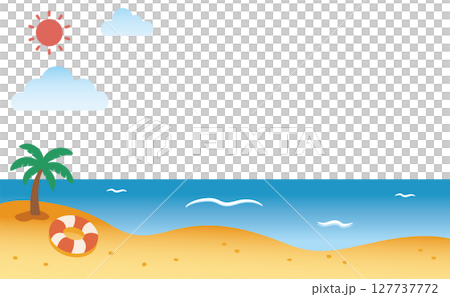 海辺に広がる夏の背景イラスト（背景色なし）01 127737772