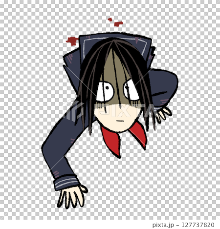 テケテケのイラスト テケテケのイラスト 127737820