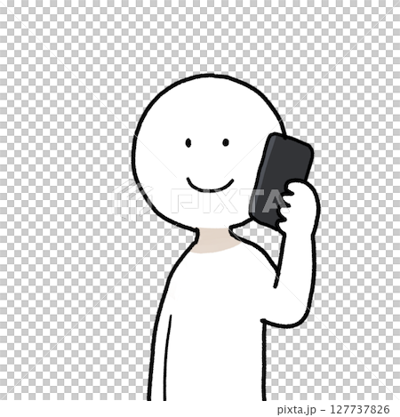 一個人用智慧型手機打電話的插圖 127737826
