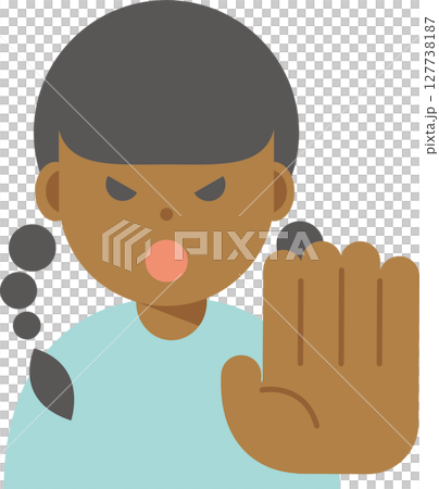 拒否する、止める怒った顔の女性のイラスト 拒否する、止める怒った顔の女性のイラスト 127738187