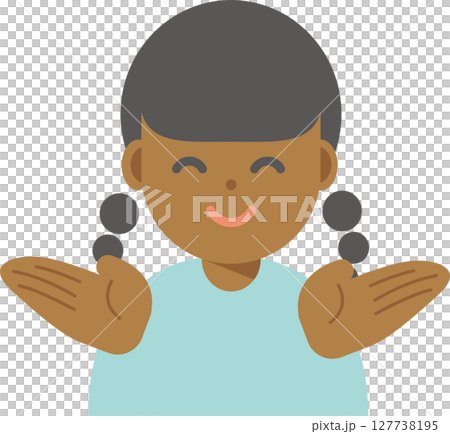 Illustration of a smiling woman with her arms outstretched 127738195
