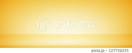 Gold gradient studio room design. Light yellow podium concept wallpaper. Golden wall and floor surface backdrop for presentation, product showcase, mockup template. Vector empty shelf display backdrop 127738255