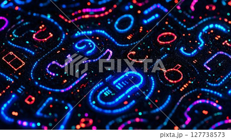 Glowing neon lines abstract background vibrant colors dark texture Glowing neon lines abstract background vibrant colors dark texture 127738573