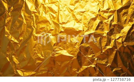 Reflective gold foil background in an abstract style, highlighting a sleek and polished surface for a modern aesthetic 127738716