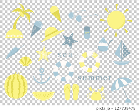 夏の海シンプルなイラストセット 127739479