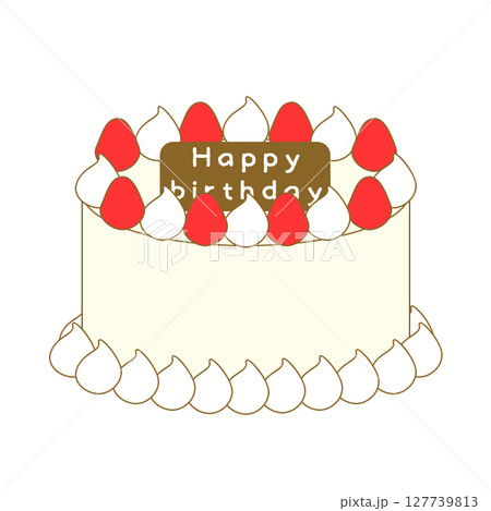 白い生クリームのお誕生日ケーキ 127739813