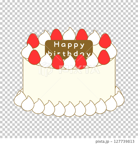 白い生クリームのお誕生日ケーキ 127739813