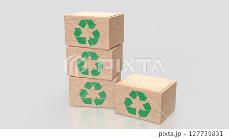 The Recycle symbol on Box for eco concept 3d Rendering. The Recycle symbol on Box for eco concept 3d Rendering. 127739831