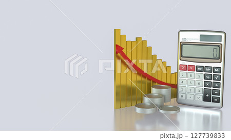 The Calculator and coins for Business concept 3d Rendering. 127739833
