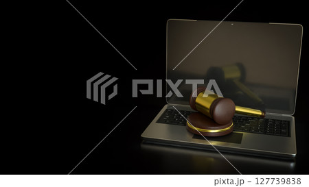 The Hammer Law on Laptop for Technology concept 3d Rendering. 127739838