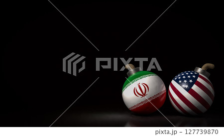 The American and Iran flag on Bomb for war crisis concept 3d Rendering. 127739870